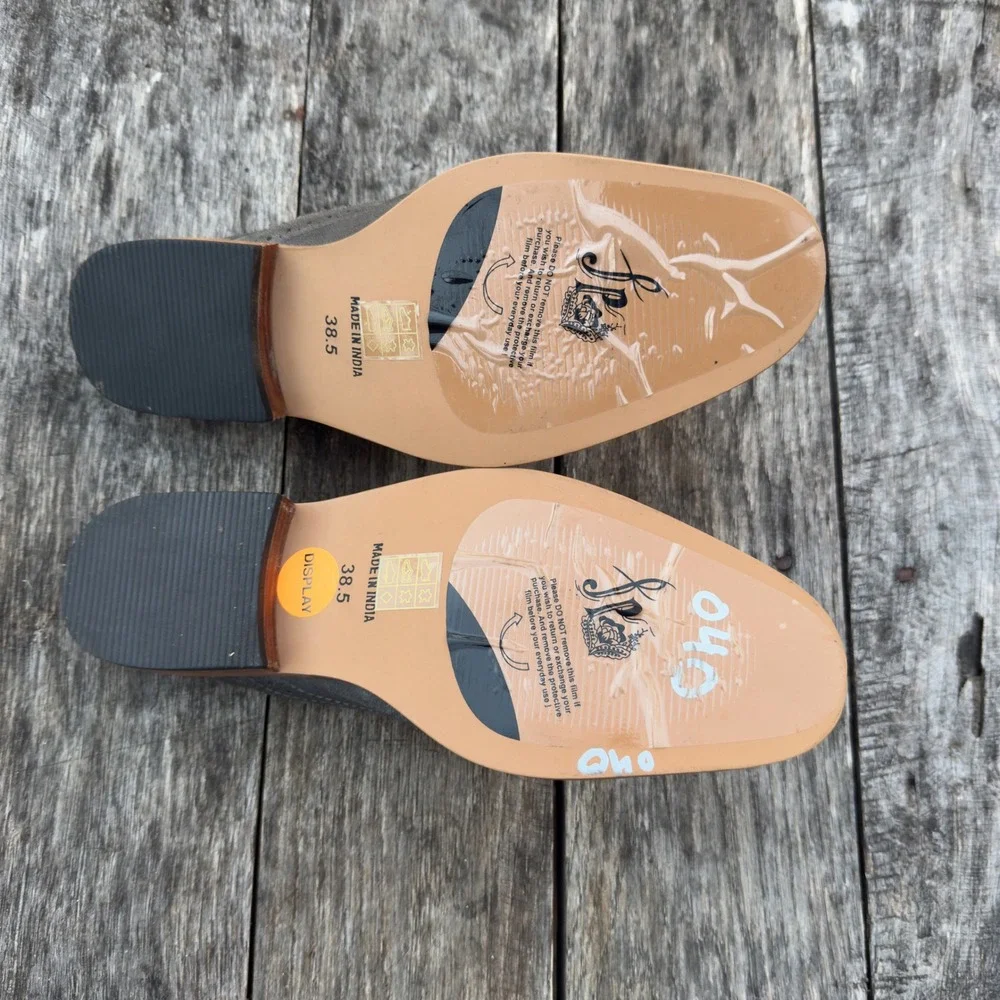 Free People Paramount Laser Cut Mule Shoes‎ Womens EU 38.5/US 8-8.5 Gray Leather - Picture 7 of 7